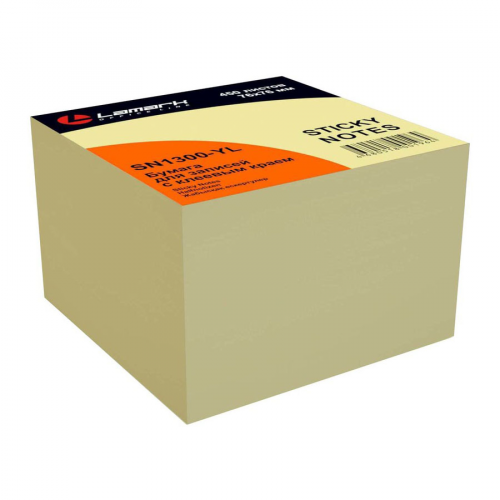 Блок бумаги для заметок Lamark LAMARK1300-YL, 76x76, 450 л желтая пастель