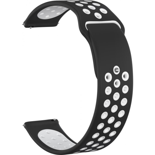Ремешок силиконовый GSMIN Sport Edition 22 для Huawei Watch GT / GT2 (Черно-белый)