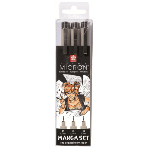 Набор капиллярных ручек "Pigma Micron Manga", 3 штуки, черный