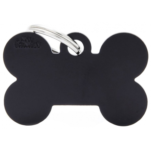 Адресник My Family Basic алюминиевый в форме косточки для собак (2,5 см, Черный)