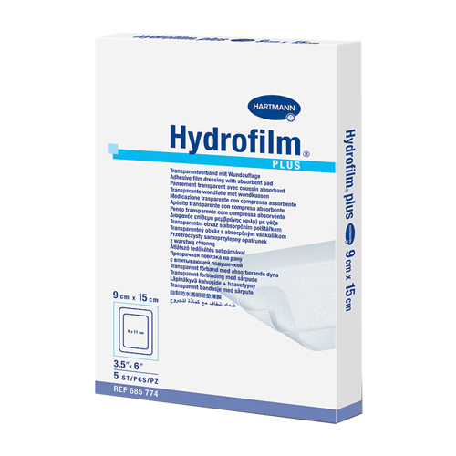 Прозрачная повязка HARTMANN Hydrofilm plus с впитывающей подушечкой 9 см х 15 см 5 шт