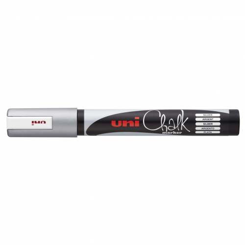 Меловой маркер Uni Chalk PWE-5M 1.8-2.5мм серебристый