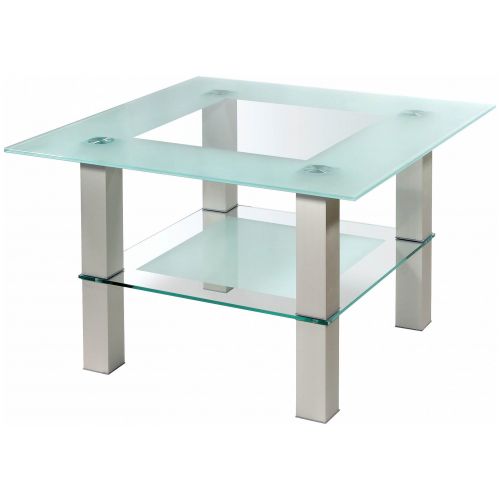Журнальный столик Мебелик Кристалл 1 1134 75х75х51 см, алюминий/прозрачное