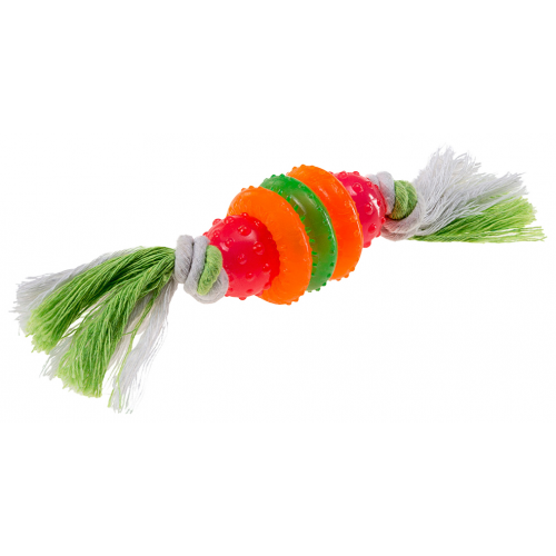 Жевательная игрушка для собак Ferplast Кольца на веревке, разноцветный, длина 19 см