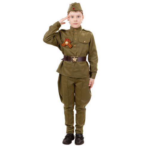 Карнавальный костюм Батик Военный, цв. зеленый р.152
