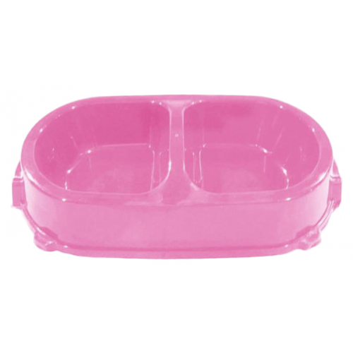 Двойная миска для кошек и собак FAVORITE, пластик, розовый, 2 шт по 0.225 л
