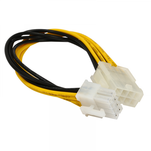 Кабель Telecom ATX 8 pin-ATX 8 pin, M-F 0,2м Black/Yellow (EXT-8M-8F-20SM)