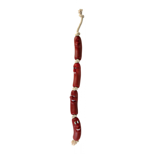 Грейфер для собак TRIXIE Сарделька на веревке с ручкой, белый, коричневый, 50 см