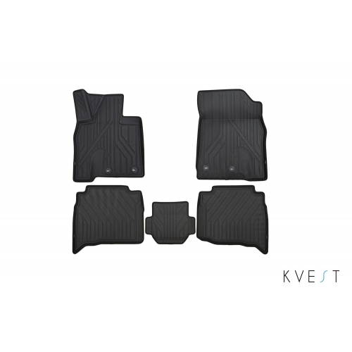 Коврики KVEST 3D в салон подходят для LEXUS LX, 2015->, 5 шт. (полиуретан, серый, черный)