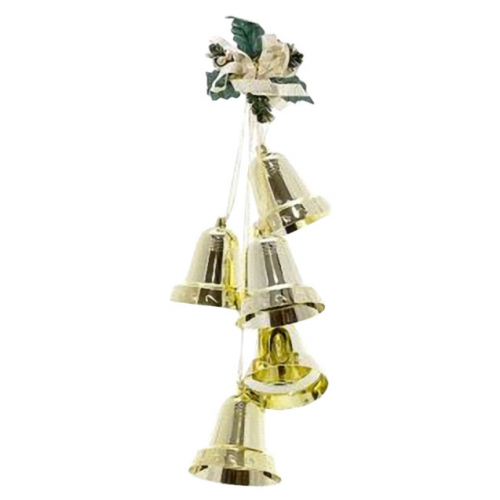 Елочная игрушка Snowhouse Гирлянда из колокольчиков с бантом BL3-DL32GL 45 см 1 шт