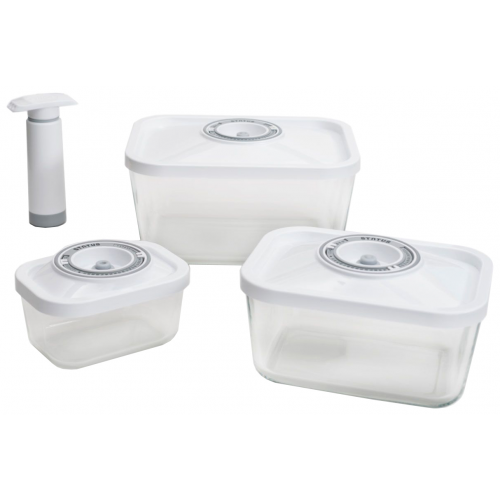 Набор контейнеров для хранения пищи Status VAC-Glass-Set White