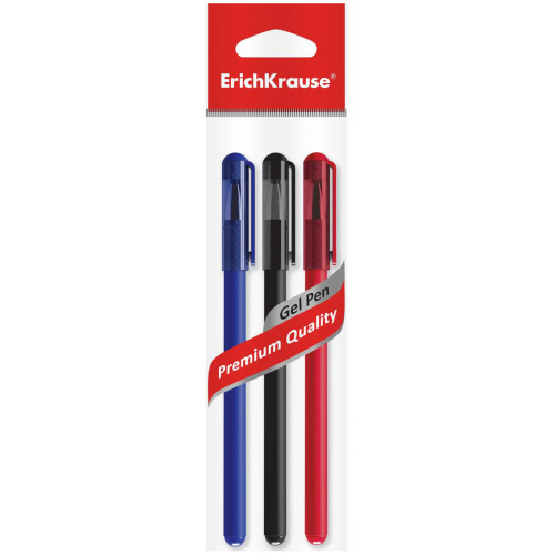 Набор ручек гелевых ErichKrause G-Soft 39521, красные, синие, черные, 0,38 мм, 3 шт