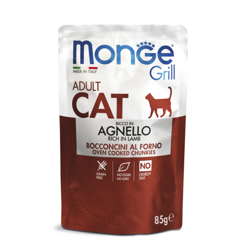 Влажный корм для кошек Monge Grill Adult, новозеландский ягненок, 85г