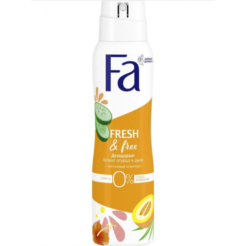 Аэрозоль дезодорант Fa Fresh & Free, аромат огурца и дыни 24 ч, 150 мл