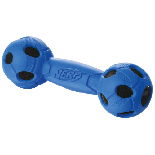 Жевательная игрушка для собак NERF Гантель пищащая с отверстиями, длина 17.5 см