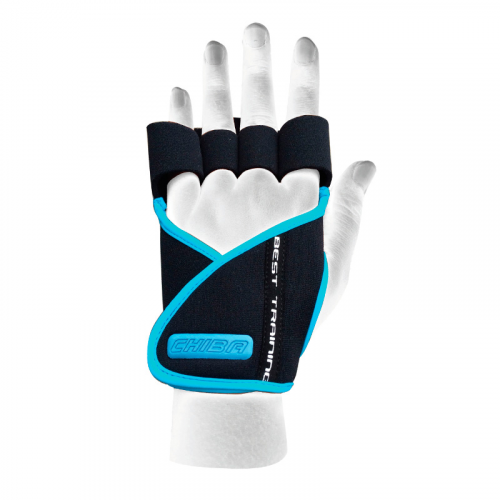Перчатки для фитнеса и тяжелой атлетики Chiba Lady Motivation Glove, черный/голубой, S