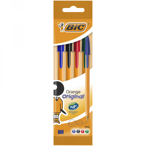Набор ручек шариковых BIC Orange Fine 8308541, оранжевые, 0,8 мм, 4 шт
