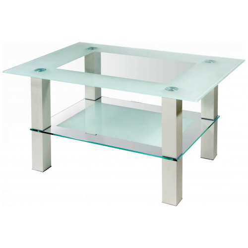 Журнальный столик Мебелик Кристалл 2 1678 90х60х50 см, алюминий/прозрачное