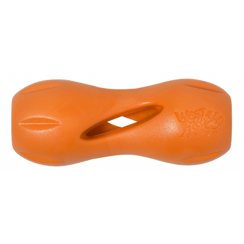 Игрушка для лакомств для собак Zogoflex Гантеля Qwizl S, оранжевый, 14 см
