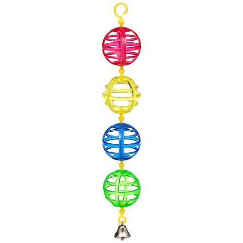 Цепочка из решетчатых шариков с колокольчиком для попугаев JW, 3.8х3.8х22.8 см