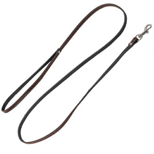 Поводок для собак Homepet кожаный простой простроченный 8 мм х 120 см, Черный