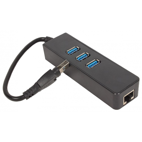 Концентратор ORIENT JK-340 USB 3.0 Черный HUB 3 Ports + Gigabit Ethernet Adapter