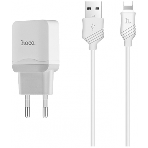 Сетевое зарядное устройство Hoco C22A для Apple iPhone 5/5S, 1xUSB, 2,4 A, white