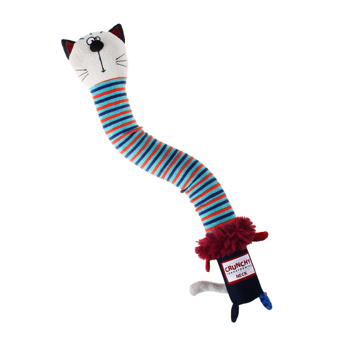 Игрушка-пищалка для собак GiGwi Кот с хрустящей шеей, длина 28 см