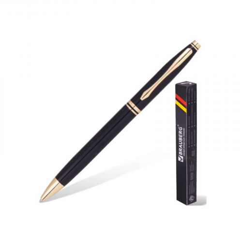 Ручка шариковая Brauberg De luxe Black 141411, синяя, 0,4 мм, 1 шт