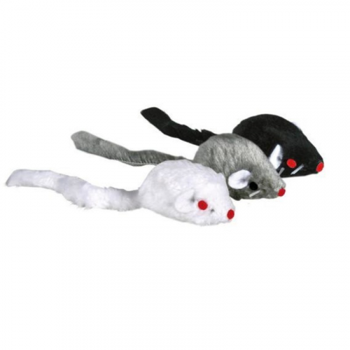 Мягкая игрушка для кошек TRIXIE Mouse House плюш, белый, серый, черный, 5 см