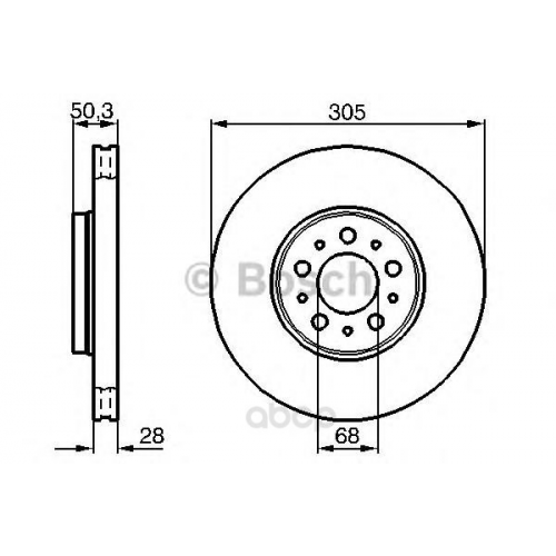 Тормозной диск Bosch для Volvo s60 00-, s80 98-06, v70 II 00-, xc70 00- 0986478494