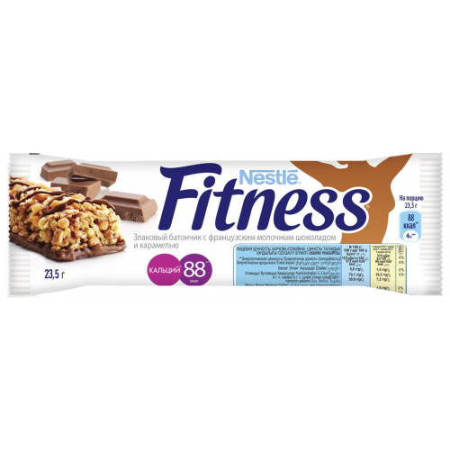 Батончик Nestle fitness злаковый с французским молочным шоколадом и карамелью 23.5 г