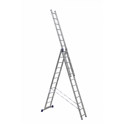 Трехсекционная лестница усиленная алюминиевая Алюмет HS3 6312 3x12 ступеней