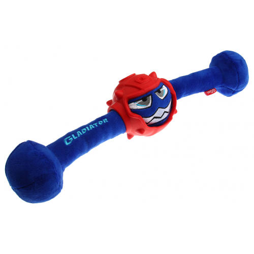 Игрушка-пищалка для собак GiGwi Гладиатор в резиновом шлеме, синий, длина 41 см
