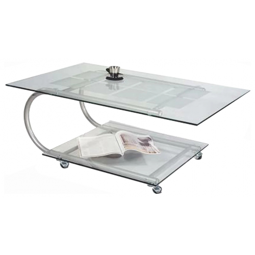 Журнальный столик Мебелик Дуэт 10 1507 110х70х50 см, металлик/прозрачное