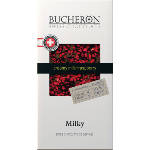 Шоколад молочный Bucheron с кусочками малины 100 г