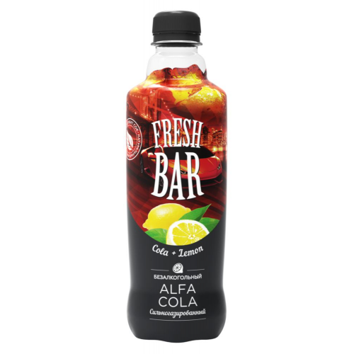 Сильногазированный напиток Fresh Bar alfa cola cola Lemon пластик 0.48 л