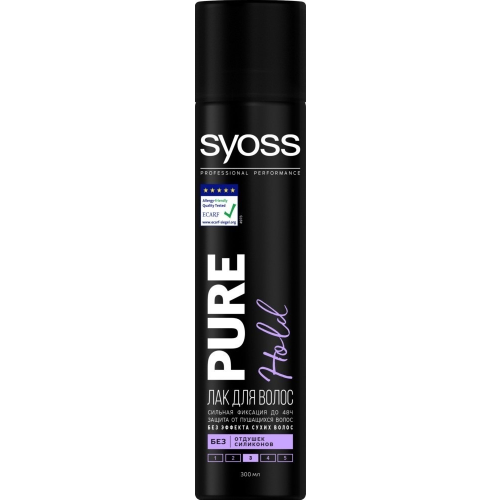 Лак для укладки волос Syoss Pure Hold сильная фиксация 3, 300 мл