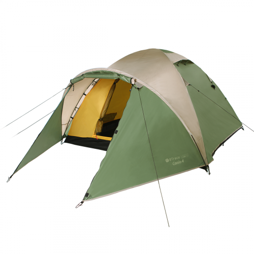 Трехместная палатка с увеличенным тамбуром BTrace Canio 3 (Зеленый/бежевый)