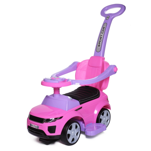 Каталка детская Babycare Sport car резиновые колеса кожаное сиденье Розовый