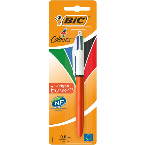 Ручка шариковая BIC Colours Fine 802078, зеленая, красная, синяя, черная, 0,8 мм, 1 шт
