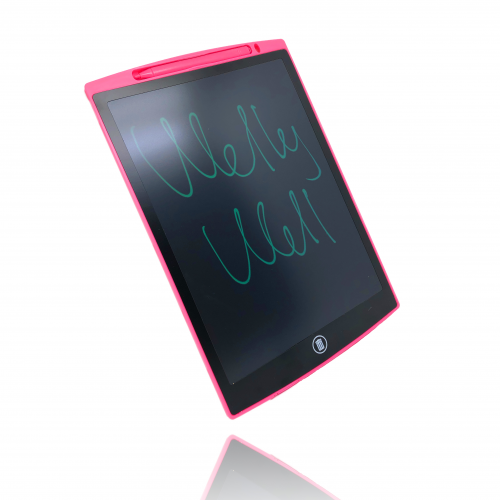 Графический планшет для рисования WellyWell с LCD экраном 12" розовый