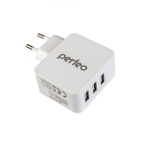 Сетевое зарядное устройство Perfeo PF A4134, 3 USB, 4,8 A, white