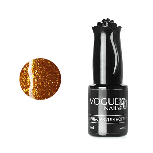 Гель-лак Vogue Nails золотистый с блестками плотный 10 мл