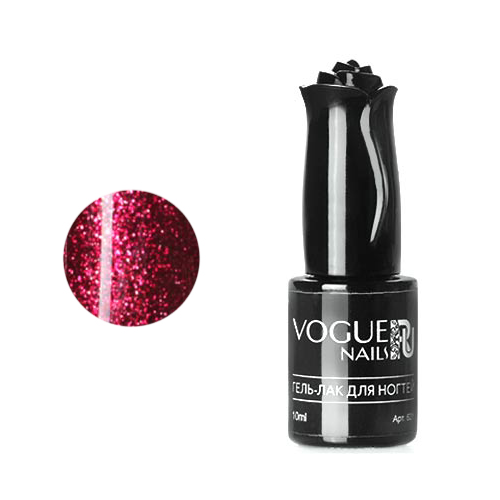 Гель-лак Vogue Nails насыщенный темно-красный с блестками плотный 10 мл