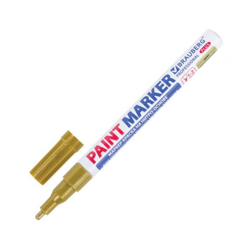 Маркер лаковый paint marker 2мм ЗОЛОТОЙ НИТРО-ОСНОВА BRAUBERG PROFESSIONAL PLUS 151443