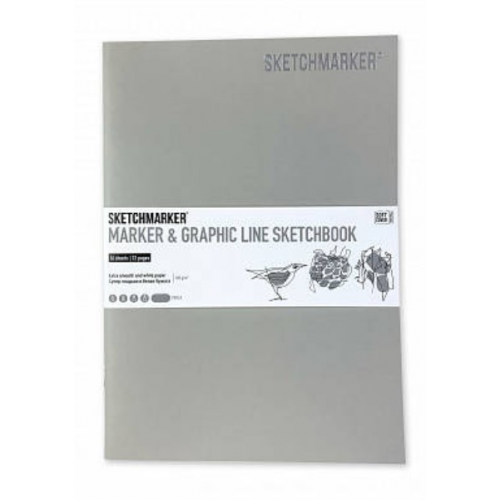 Скетчбук Sketchmarker "MARKER & GRAPHIC LINE" 17,6х25 см 16 л 180г мягкая обложка, жемчужн