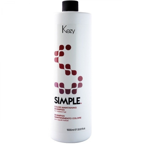Шампунь KEZY для поддержания цвета окрашенных волос с биотином и пантенолом 1000мл, SIMPLE