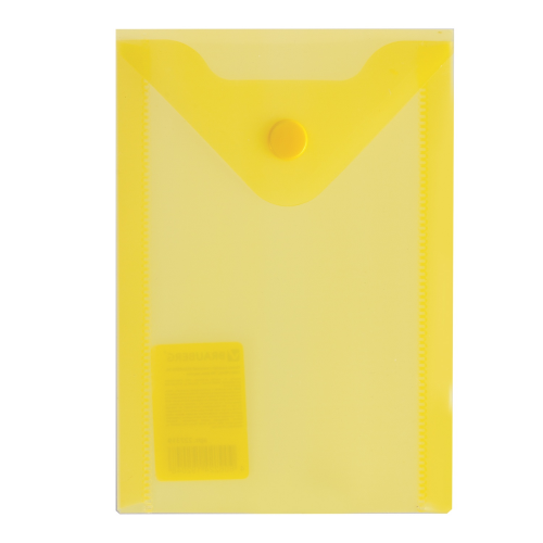 Папка-конверт с кнопкой BRAUBERG, А6, 105х148 мм, 180 мкм, желтая