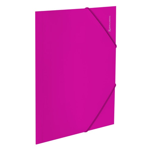 Папка на резинках BRAUBERG "Neon", неоновая, розовая, до 300 листов, 0,5 мм